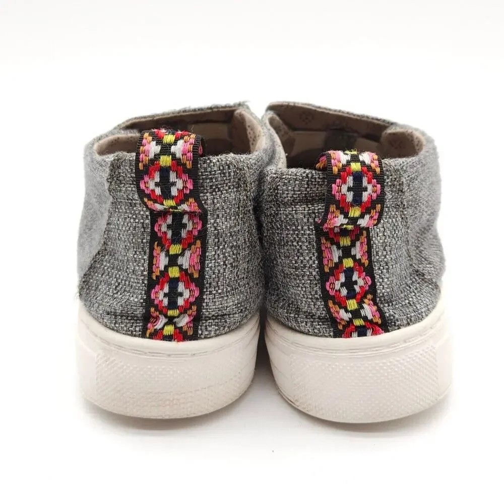 Hey Dude (Womens Size 10) Peyton Loafers Linen Gray Black Canvas Slip On‎ Shoes